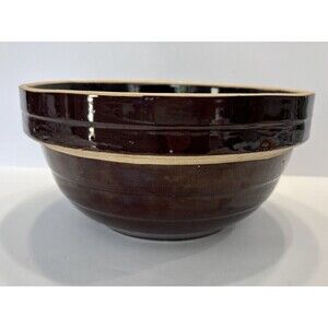 Vintage McCoy Pottery Mixing Bowl 9” Beehive Ribbed Body Brown Stoneware